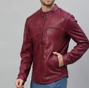 Veste en cuir élégante de moto de conception personnalisée OEM pour hommes, veste en cuir 100% de couleur personnalisée pour hommes vestes en cuir minces personnalisées - Product Image 4