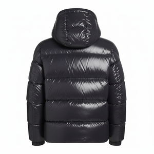 <b>Grey</b> Custom Woolen Solid Lightweight Hooded Casual Men's Puffer <b>Jacket</b> Winter Warm <b>Waterproof</b> Windproof Breathable Zipper - Product Image 2