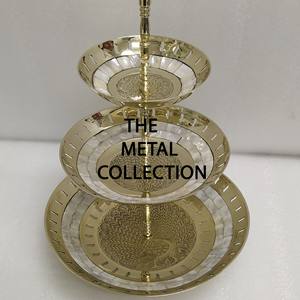 Newest Design 3 <b>Tiers</b> <b>Cake</b> Serving <b>Stand</b> for Wedding Fruit Cupcake Serving Tray Golden Color Brass Serving <b>Cake</b> <b>Stand</b> for Events - Product Image 2