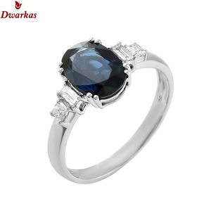 Customizable popular <b>top</b> grade <b>ring</b> 925 sterling silver sapphire blue zircon white gemstone <b>rings</b> - Product Image 1