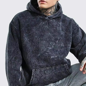 Sudadera con capucha para hombre 2026, personalizada, con lavado ácido, de peso pesado, 100% algodón polar, transpirable, 350g, efecto descolorido por el sol, con cremallera, estampado liso - Product Image 3