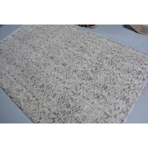 Vintage Turkish <b>Rug</b> Beige Black 4.4 X 7.8ft Handmade Wool Large Area Patchwork Design Rectangular <b>Hallway</b> Latex for Room Decor - Product Image 4