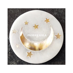 Hermoso espejo redondo de trabajo con incrustaciones de mármol blanco hecho a mano, diseño único para decoración del hogar y propósito de regalos en cantidad a granel - Product Image 1