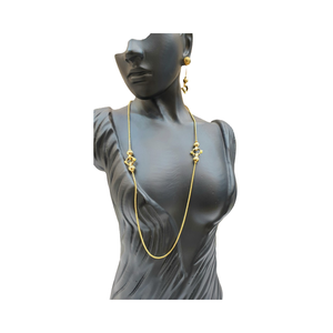 Conjunto de Cadenas y Aretes Casuales Simples Chapados en Oro de 24k para Bodas, Fiestas, Compromisos o Aniversarios, Excelente Idea de Regalo - Product Image 1