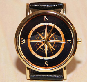 Relojes brújula, reloj de mujer, relojes de hombre reloj de viaje reloj de pulsera con brújula con una imagen de una brújula en la esfera - Product Image 1