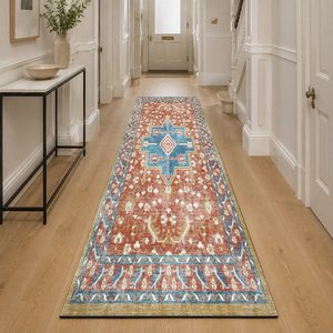 พรมเชนิลล์ลายดอกไม้แบบดั้งเดิมสีทองแดง รุ่น LXDP-0141 จาก RUGS DEPOT สำหรับขายส่ง ซักเครื่องได้ ไม่ลื่น - Product Image 5