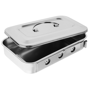 Caja de Almacenamiento de Instrumentos Perforada de Acero Inoxidable 304 de Primera Calidad con Tapa y Asa de Agarre, Caja de Laboratorio - Product Image 1