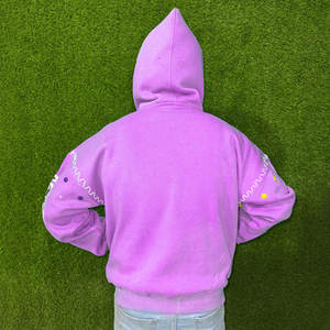 Sweats à capuche en coton mélangé 3D avec impression bouffante à fermeture éclair pour hommes sweats à capuche vintage délavés au soleil pour hommes - Product Image 2