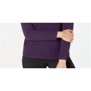 Pull en tricot torsadé style coréen pour femme Karen Scott, violet, avec logo frontal, respirant, tissé, pour l'automne/hiver, taille L - Product Image 3