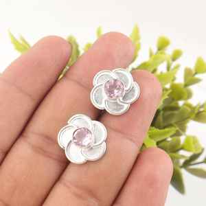 Boucles d'oreilles clous en Morganite plaqué or, certifiées IGI, en argent sterling, faites à la main, pierre de naissance de juin, bijoux élégants, cadeau pour femme - Product Image 5