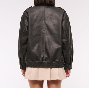 แจ็กเก็ตหนัง PU สำหรับผู้หญิงสไตล์ตะวันตกพร้อมกระดุมตกแต่งเสื้อแจ็กเก็ตหนังแท้แฟชั่น - Product Image 3