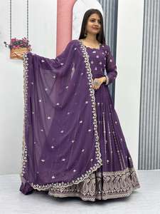 Vente chaude nouvelle fête porter indien prêt à porter fausse georgette lourde séquence broderie robe et avec Dupatta concepteur indien - Product Image 4