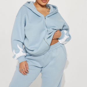 Ensemble de survêtement pour femme en deux pièces, jogging et sweat-shirt, logo personnalisé tendance, hiver, 100% coton biologique, écologique - Product Image 5