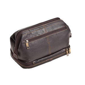 Men's Vintage Genuine Leather Dopp Shaving Set Case Waterproof Zipper Closure Soft Handle Portable for Storage for - Product Image 3