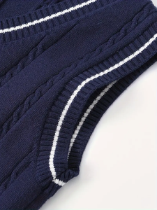 2024 recién llegado de algodón puro Preppy prendas de punto sin mangas con cuello en V suéter escolar para niños pequeños niños ropa de bebé Casual invierno - Product Image 4