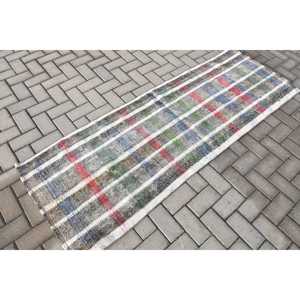 Tapis turc vintage, tapis de couloir 2,4x6,8 pi (73x207 cm), tapis en laine orientale bleu - Product Image 2