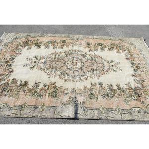 Alfombra Turca Vintage, Alfombra Grande de 5,6x9 pies, Alfombra a Cuadros Grises - Product Image 3