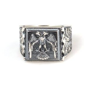 Pendiente de hombre estilo hip-hop de plata 925 con diseño de águila y cuadrado, con incrustaciones de gemas de cobre tipo placa en el dorso. - Product Image 2