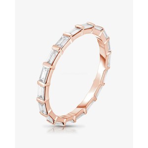 10K oro laboratorio cultivado diamante boda banda laboratorio diamante joyería Esmeralda corte diamante banda compromiso anillo eternidad Baguette banda - Product Image 2