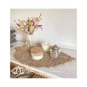 Sets de table en feuilles de jonc de mer de taille moyenne / Tapis en paille personnalisé pour la décoration de la maison, des textiles et des meubles, lotus bleu - Product Image 4