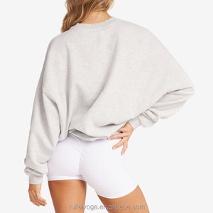 Premium 100% coton biologique ras du cou pull sweat personnalisé unisexe surdimensionné polaire lourd sweat à col rond pour les femmes - Product Image 3