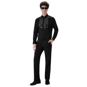 Camisa de vestir con botones para hombre con diseño ajustado, costuras de alta calidad y aspecto sofisticado para bodas y reuniones - Product Image 1