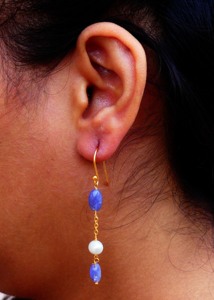 Tanzanite Pearl <b>Earrings</b> Wedding Wear 925 Sterling silver Gemstone <b>Gold</b> Plated Women Wear Traditional - Product Image 5