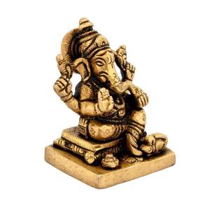 Brass Sitting Ganesh <b>Statue</b> for Home Entrance Decor, Diwali Gift, Height 5.08 cm - Product Image 3