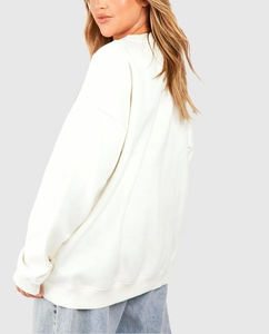 Sweat-shirt femme de haute qualité automne/hiver tenue décontracté Logo personnalisé couleur unie pull col rond surdimensionné dames sweat - Product Image 6