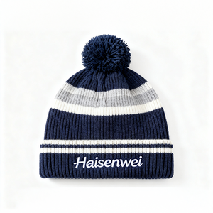 Tùy Chỉnh <span class=keywords><strong>3D</strong></span> Thêu Logo Toque Đôi Sọc Đan Gân Cuff Cung Phim Hoạt Hình Nhân Vật Du Lịch Kỹ Thuật Số 100% Acrylic Unisex - Product Image 5