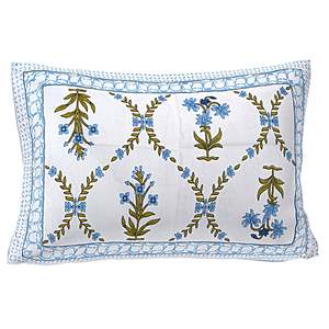 Turquoise Blue Floral 180 TC Cotton Single Bedsheet with 1 Pillow Cover Classic <b>King</b> <b>Size</b> 3-Piece Set (BSB1104) - Product Image 2