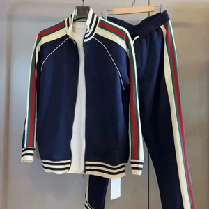 Customized Quick Drying <b>Men</b> Tracksuit Striped <b>Jacket</b> And Trouser Customized Logo Spandex/Polyester Two Piece Jogger Set Clothing - Product Image 1