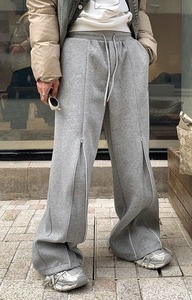 Pantalon de survêtement personnalisé en polaire pour hommes, jogging décontracté, baggy en éponge française, pantalon de survêtement évasé zippé à l'avant, empilé pour hommes - Product Image 2