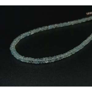 Aquamarine 925 Sterling Silver AAA+ Grade 100% Natural 3.5mm Rondelle Beaded Necklace Unisex Everyday Wear Fine Jewelry - Product Image 4