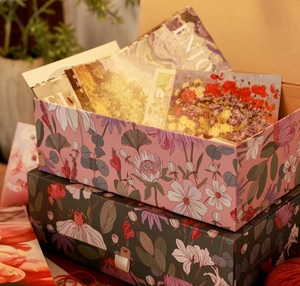 Boîtes de rangement avec couvercles aimant et ruban bleu vert rose Floral <span class=keywords><strong>carton</strong></span> papier souvenir coffret moderne et élégant décor à la maison - Product Image 3