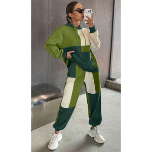 Gran oferta, diseño personalizado, chándales de invierno a la moda para mujer, sudaderas con capucha para correr con características de talla grande, cuello con capucha de Color sólido - Product Image 1