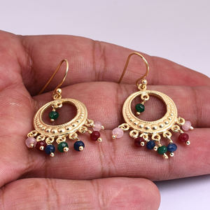 Pendiente colgante de cuentas naturales de Plata de Ley 925, pendiente de moda clásico chapado en oro para regalos de boda o fiestas para mujeres - Product Image 5