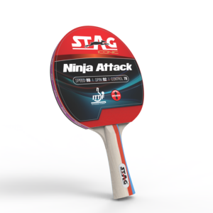 Raquette de tennis de table Stag Iconic Professional Ninja Attack, écologique, 11 couches, base en bois, caoutchouc, picots longs - Product Image 3