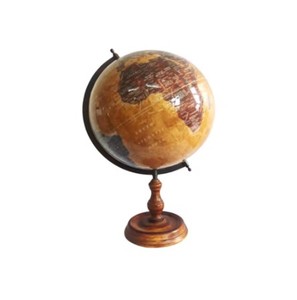 Support de bureau Globe carte du monde en métal argenté de 42cm Design moderne avec motif rond en laiton poli et aluminium pour une utilisation décorative - Product Image 3