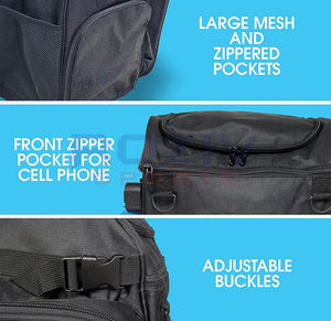 Sac à dos de football en polyester avec logo et design personnalisés, sac de sport avec compartiment pour raquette, sangle d'épaule arquée, fermeture à glissière - Product Image 2