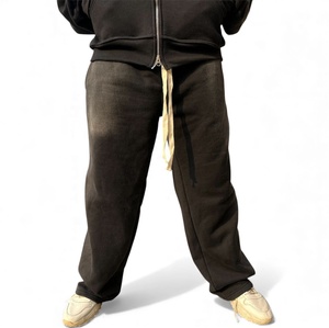 ชุดเซ็ตสเวตสูทผู้ชายทรงโอเวอร์ไซส์แบบปกติ พิมพ์ลาย ผ้าหนา สองชั้น สีดำ ผ้าเฟรนช์เทอร์รี่ เสื้อฮู้ดทรงบาน ขากระบอกใหญ่ - Product Image 6