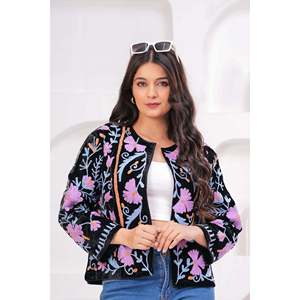 Chaqueta Acolchada de Algodón con Estampado Floral para Mujer, Ligera, Reversible, Estilo Boho Varsity Bomber, Blazer Corto para Primavera y Otoño - Product Image 2