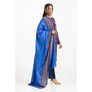 Traje de Lino Azul de 3 Piezas con Estampado Satinado para Mujer - Product Image 1