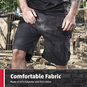 Vente en gros Short cargo unisexe Mid Fitness taille élastique en coton personnalisé High Street Solid Pattern Logo Decoration Men's Work - Product Image 3