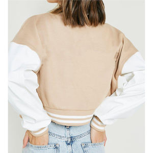 À la mode rétro 100% laine varsité veste femmes personnalisé Letterman surdimensionné Baseball veste imprimé coton remplissage femmes vestes - Product Image 6