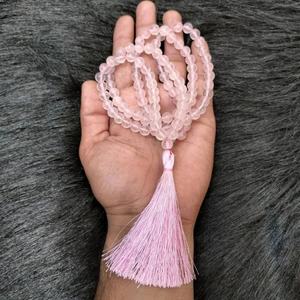 สร้อยคอหินโรสควอตซ์หม่าล่า,สร้อยคอทำมือแบบพู่ลูกปัดสำหรับสวดมนต์ทำสมาธิ108 Jap Mala - Product Image 4