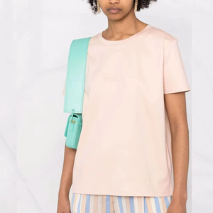 Camisetas de algodón de alta calidad con estampado de logotipo para mujer Camiseta transpirable de manga corta informal personalizada - Product Image 1