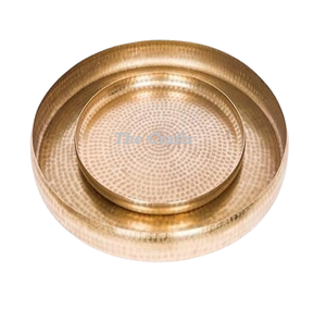 Plateau de service de couleur or en métal de conception la plus récente pour la vaisselle d'hôtel et de restaurant à domicile - Product Image 2