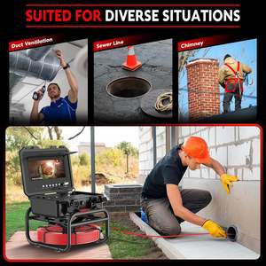 Nueva cámara de inspección de alcantarillas con transmisor de 512Hz Cable de 165 pies autonivelante con luz y 10,1" - Product Image 3