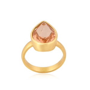 Último diseño anillo de latón joyería de moda al por mayor doblete morganita anillo de piedras preciosas de cuarzo para mujer regalo para ella - Product Image 3